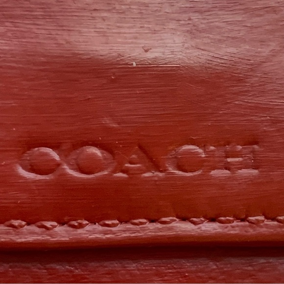 VTG Coach Red Leather Coin Pouch Geometric Envelope Expandable RESTORED 90s Y2K - Picture 4 of 16